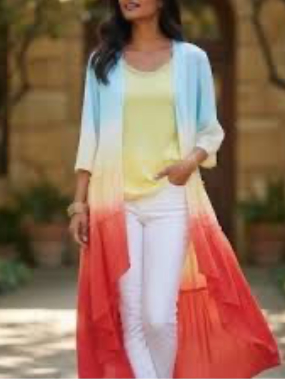 Soft Surroundings Colorful Tiered Long Kimono Cardigan Topper Size 2X